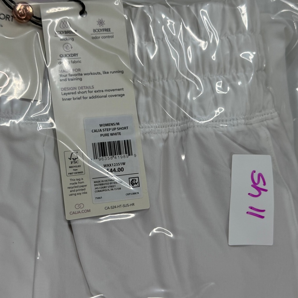 CALIA Step Up Short Womens Medium Pure White High-Rise Athletic Running Shorts - Picture 8 of 10